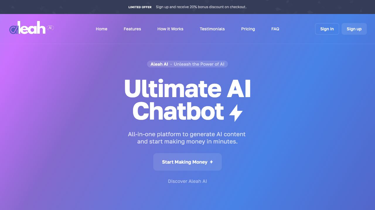 Aleah AI 网站截图