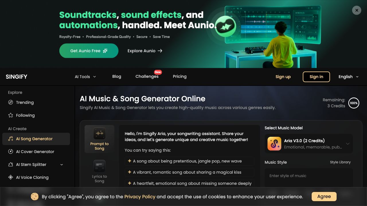 Singify website screenshot