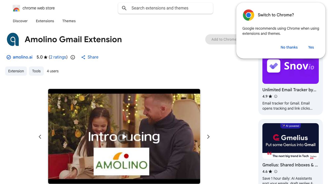 Amolino Gmail Extension 网站截图