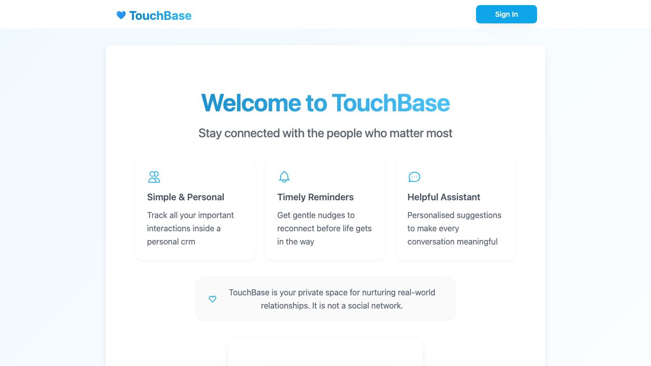 Touchbase 网站截图
