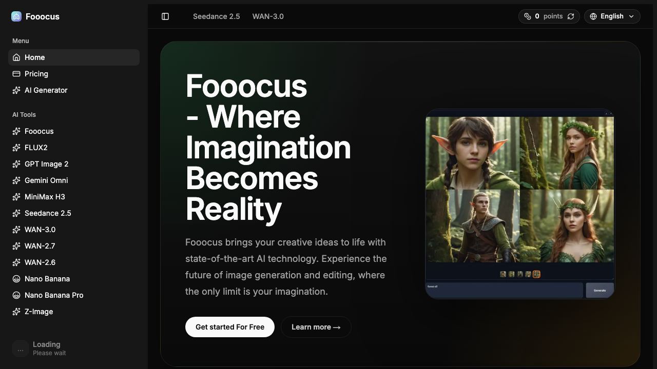 Fooocus website screenshot