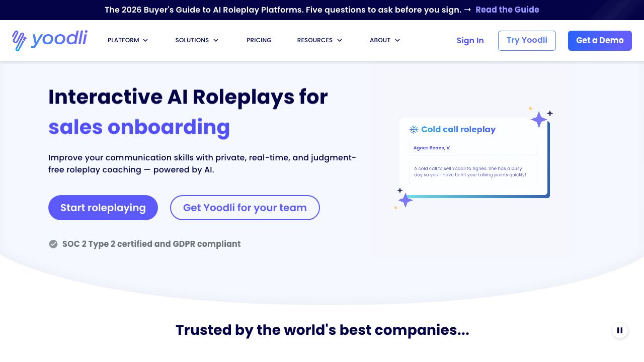 Yoodli AI Speech Coach 网站截图
