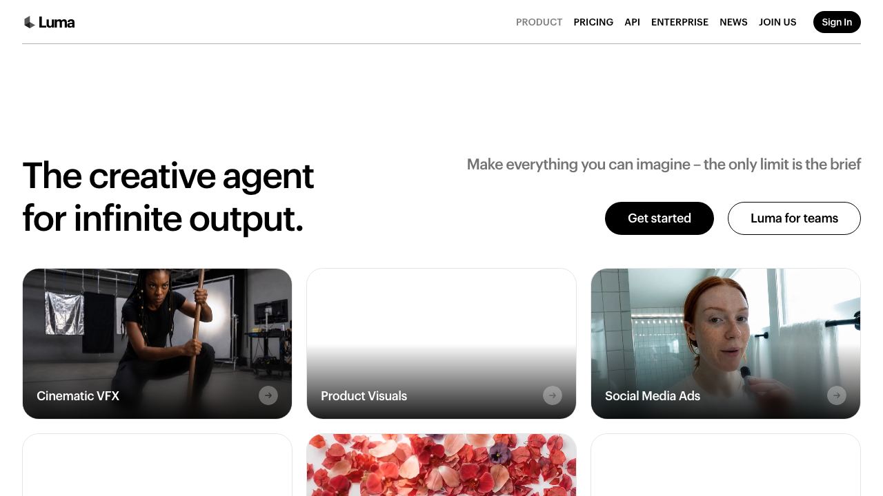 Luma Dream Machine website screenshot