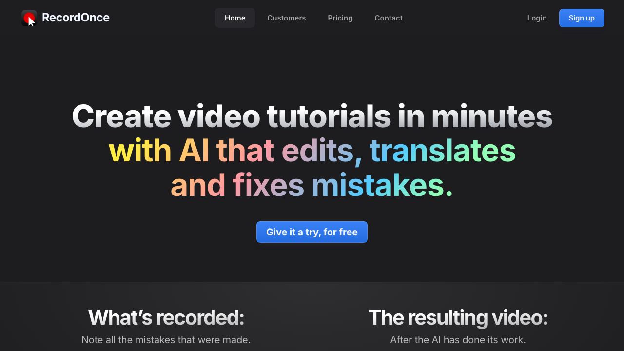 Record Once website screenshot