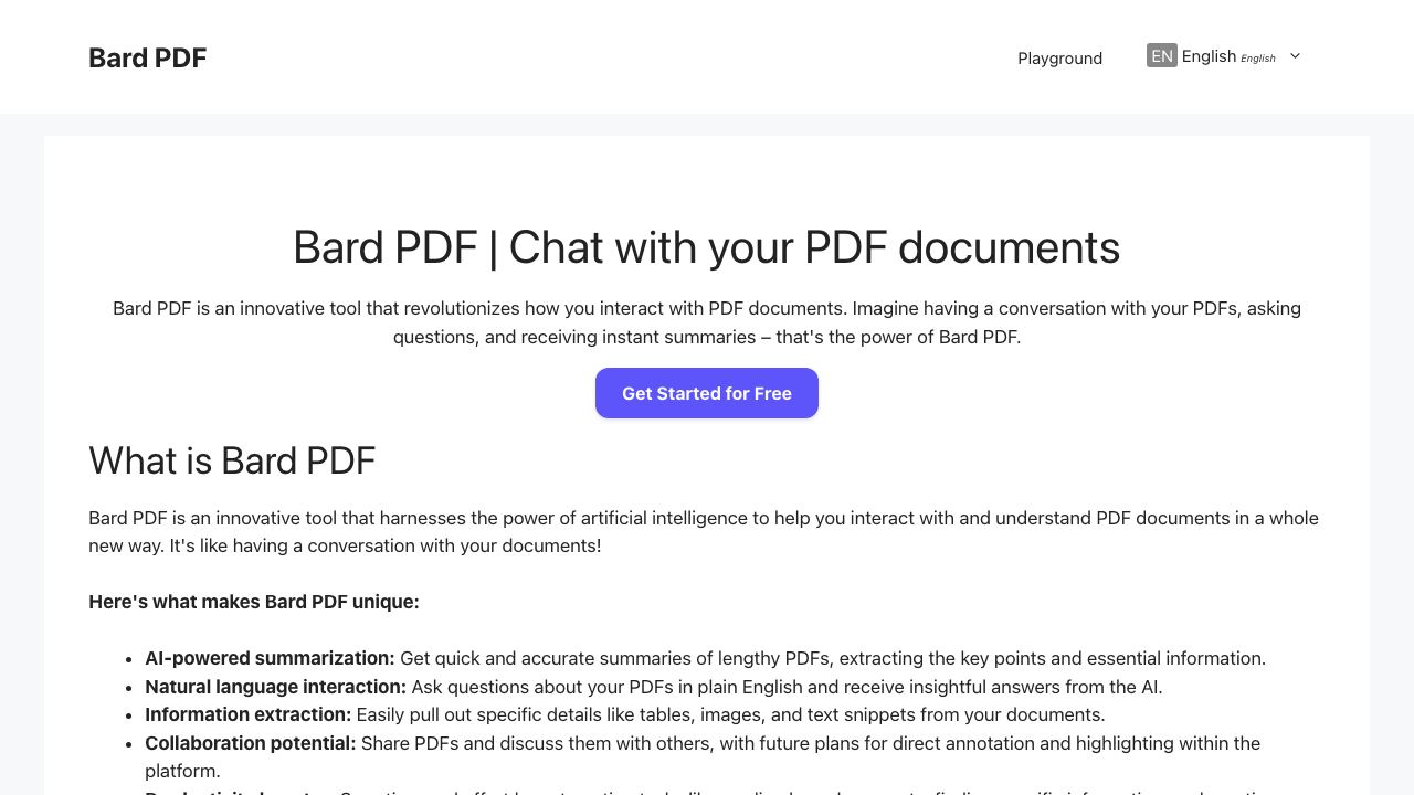 Bard PDF website screenshot