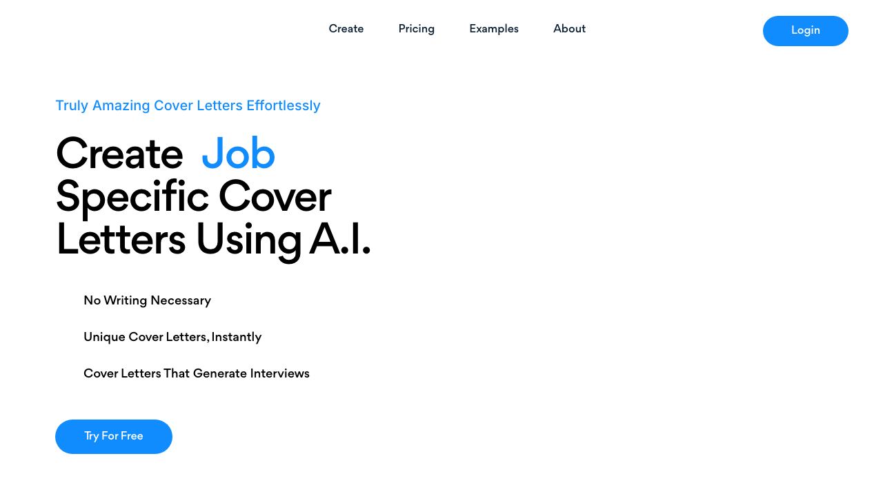 CoverLetterSimple.ai 网站截图