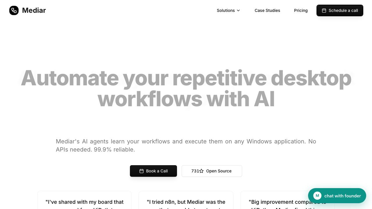 Mediar website screenshot