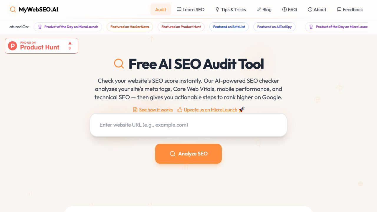 MyWebSEO.AI website screenshot