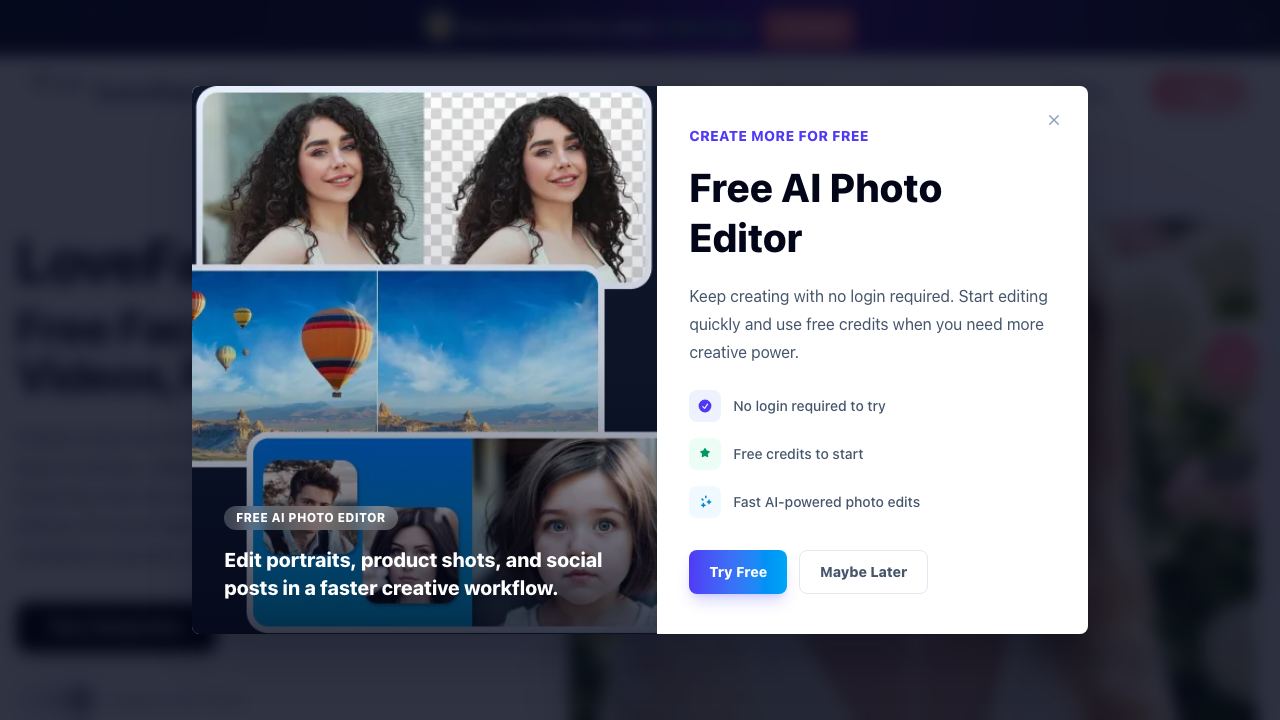 LoveFaceSwap website screenshot