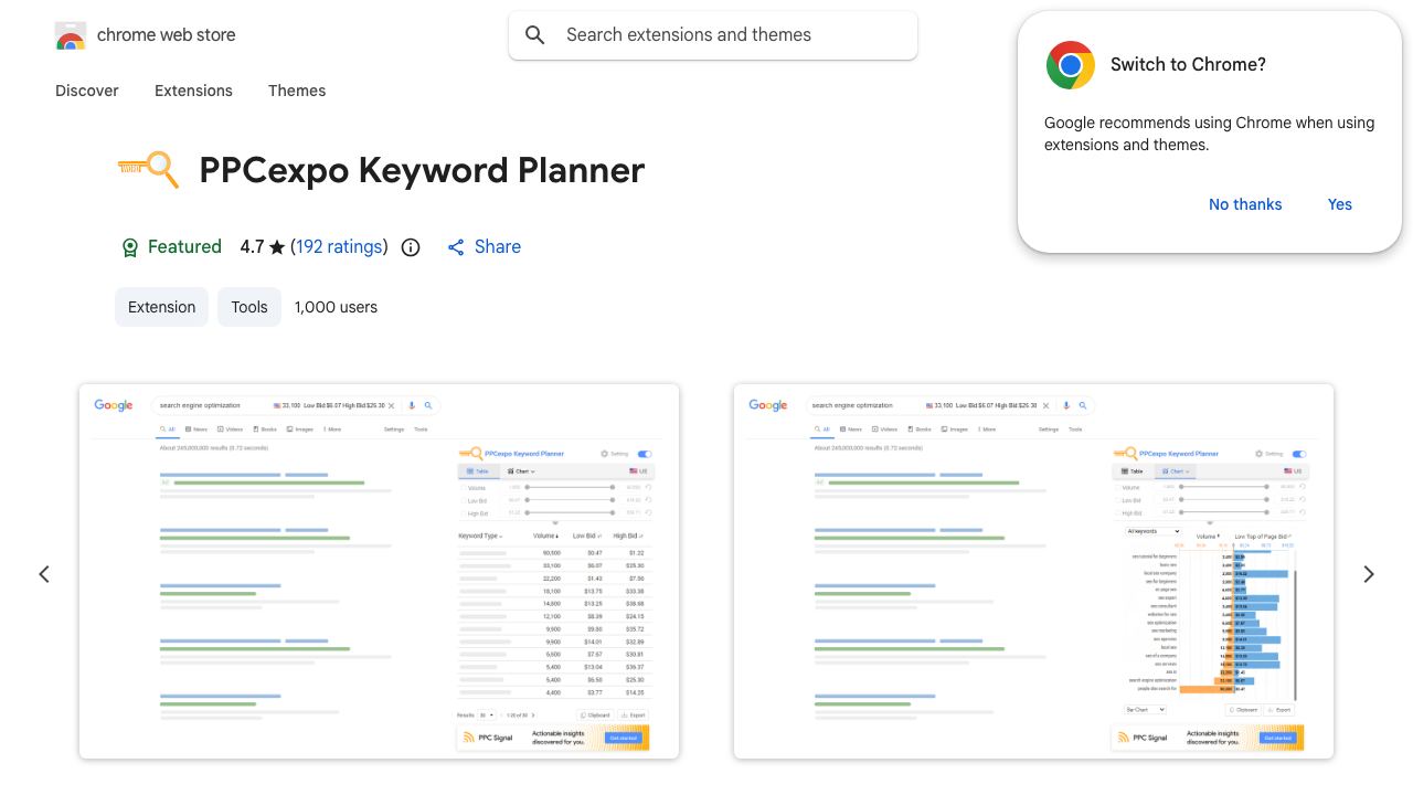 PPCexpo Keyword Planner 网站截图
