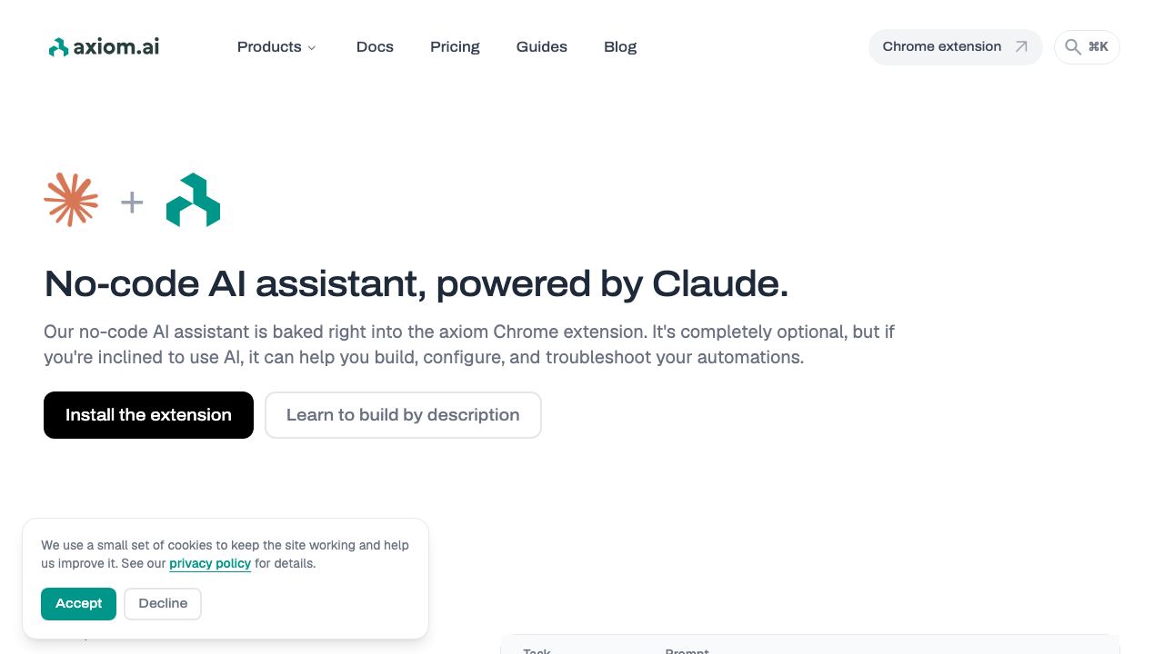 Axiom website screenshot