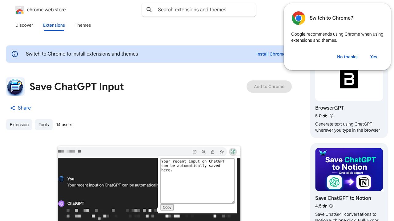 Save ChatGPT Input 网站截图
