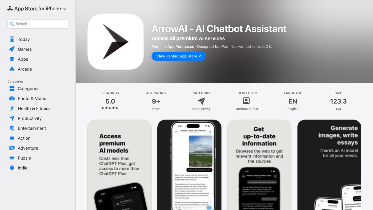 Arrow.AI 网站截图