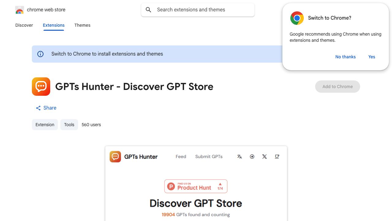 GPTs Hunter - Discover GPT Store 网站截图