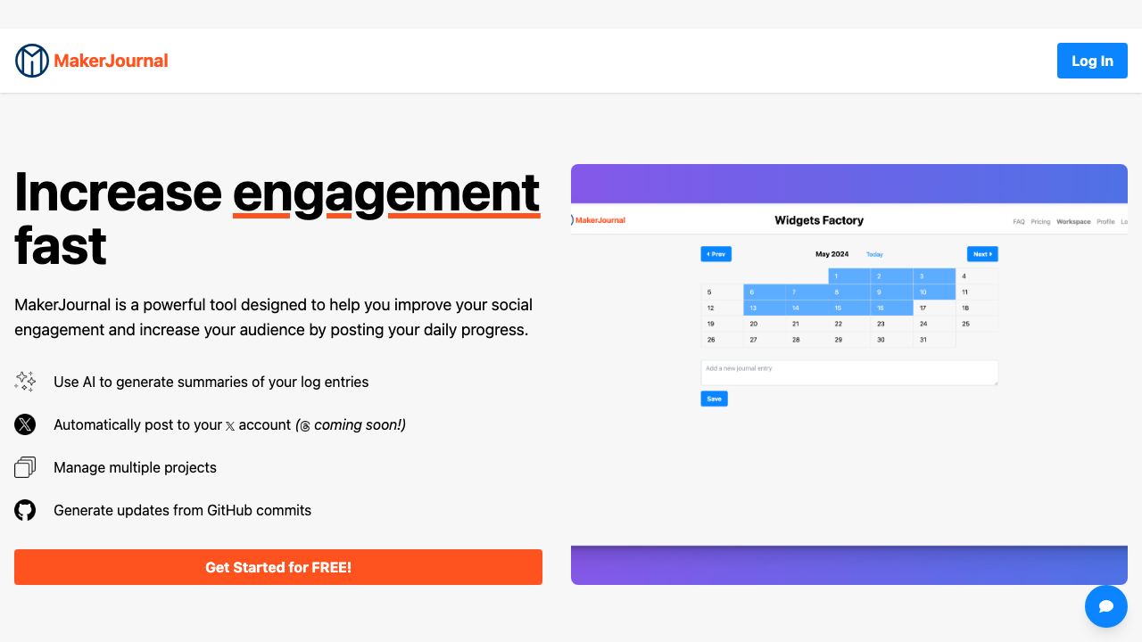 MakerJournal website screenshot