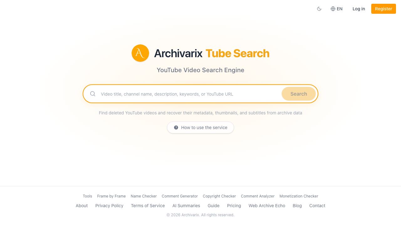 Archivarix Tube Search 网站截图