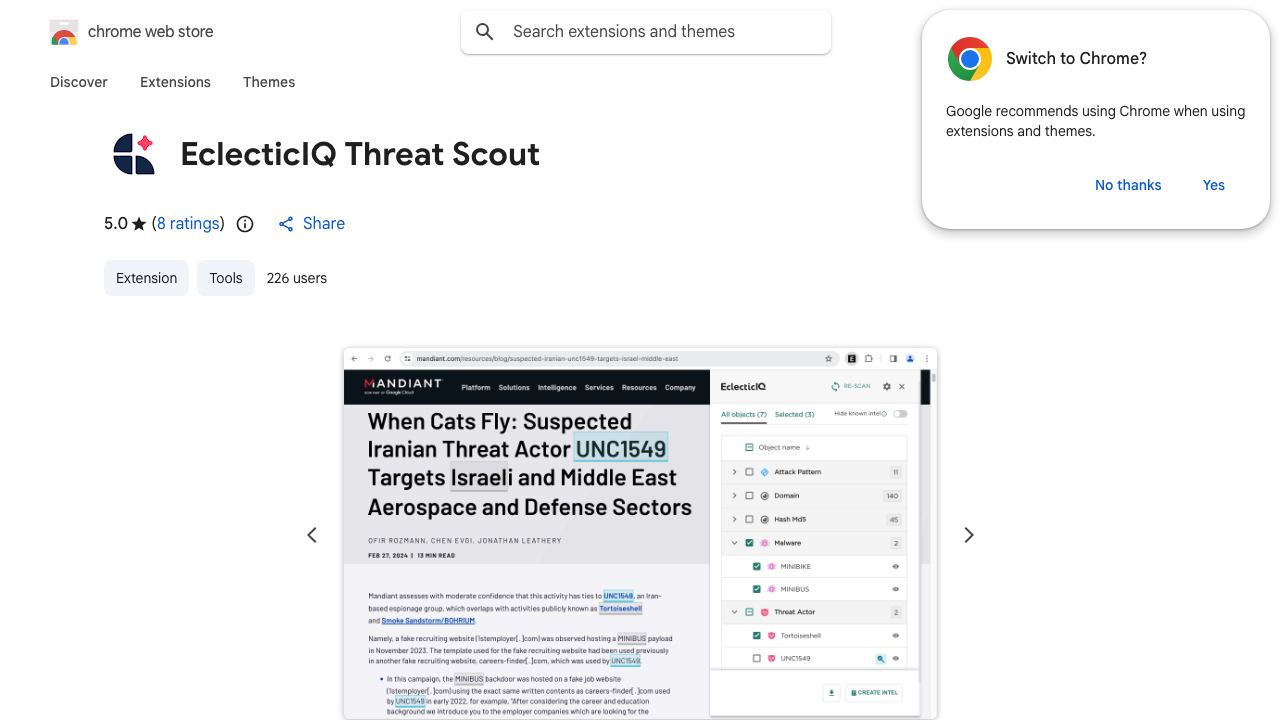 EclecticIQ Threat Scout 网站截图