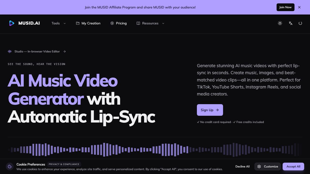 Musid AI website screenshot
