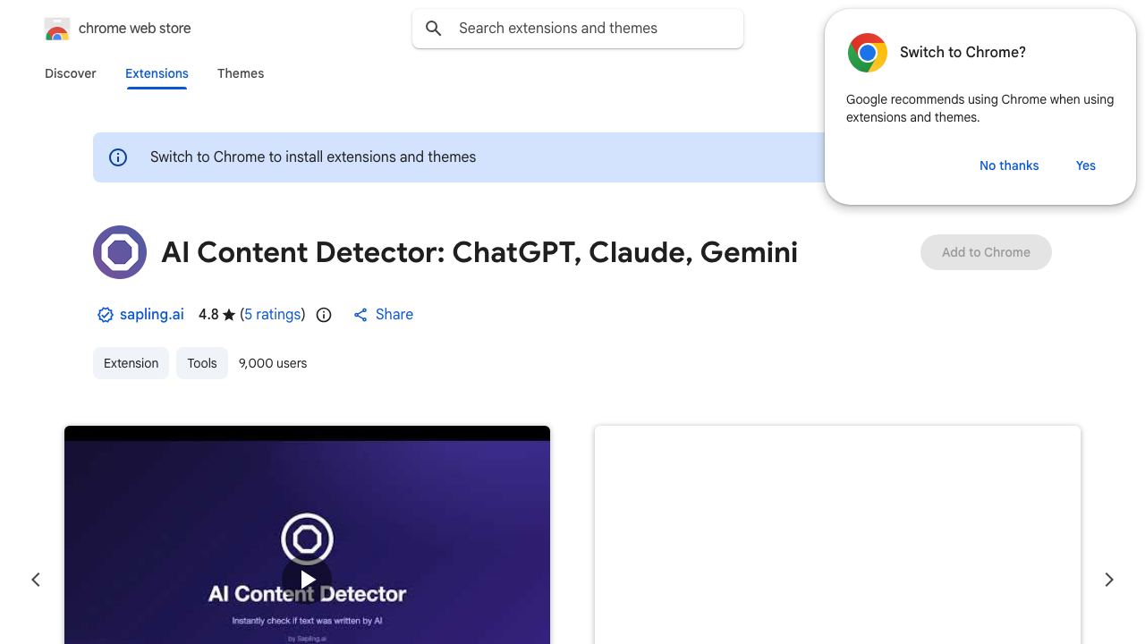 AI Content Detector for ChatGPT - Sapling.ai 网站截图