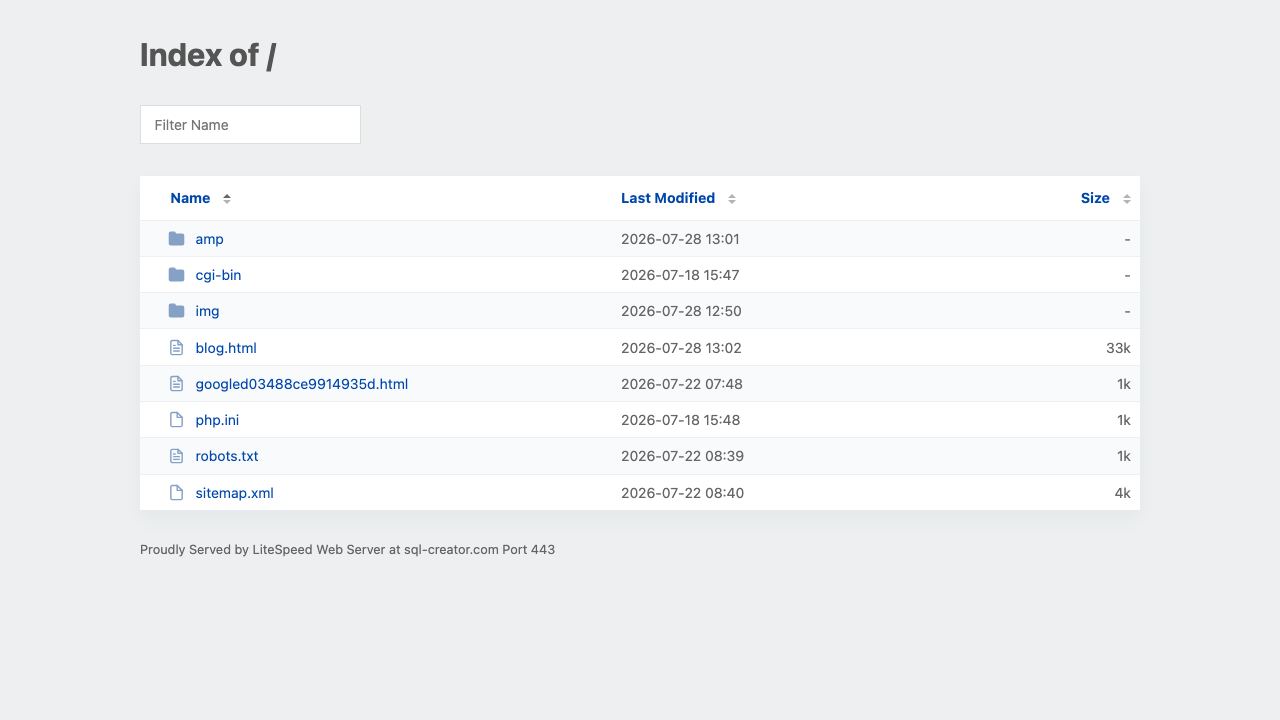 SQL CREATOR website screenshot