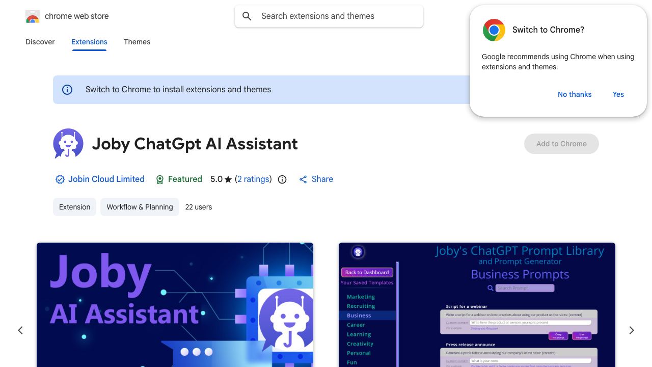 Joby ChatGpt AI Assistant 网站截图