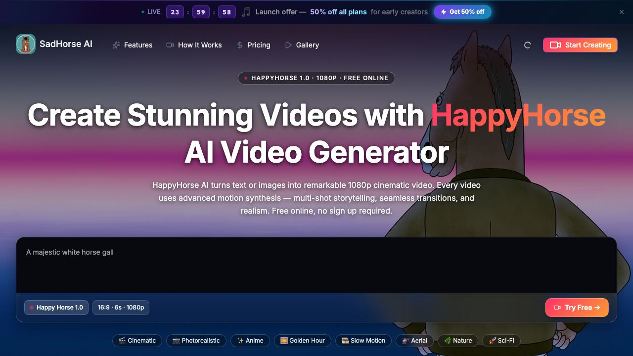 SadHorse Studio website screenshot