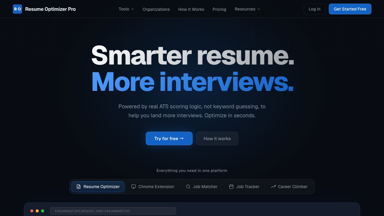 ResumeOptimizerPro website screenshot