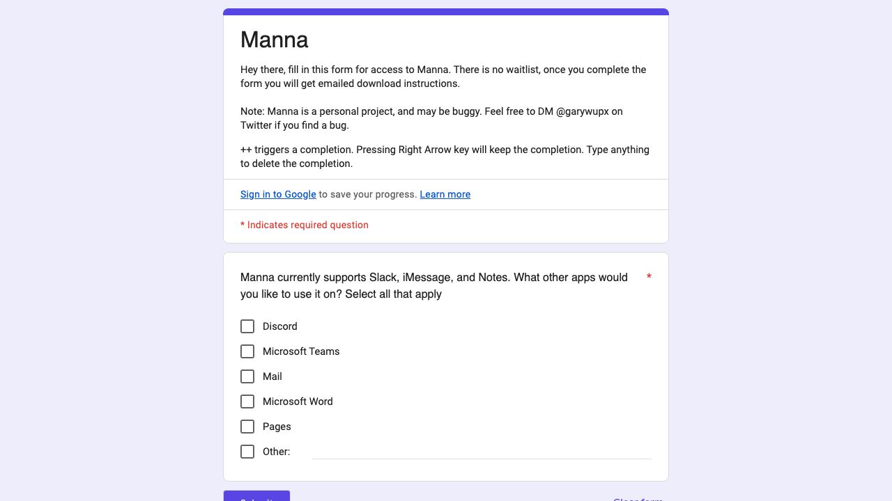 Manna website screenshot