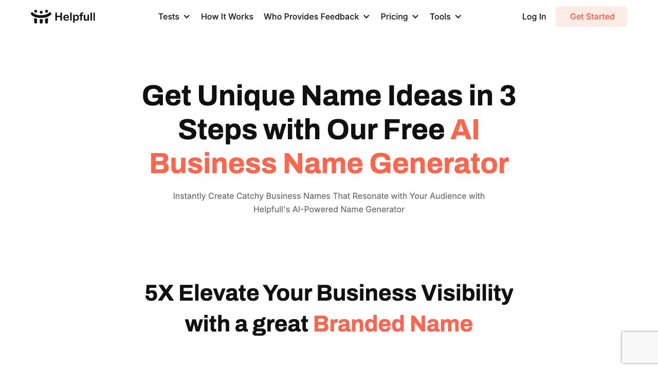 AI Business Name Generator By Helpfull 网站截图