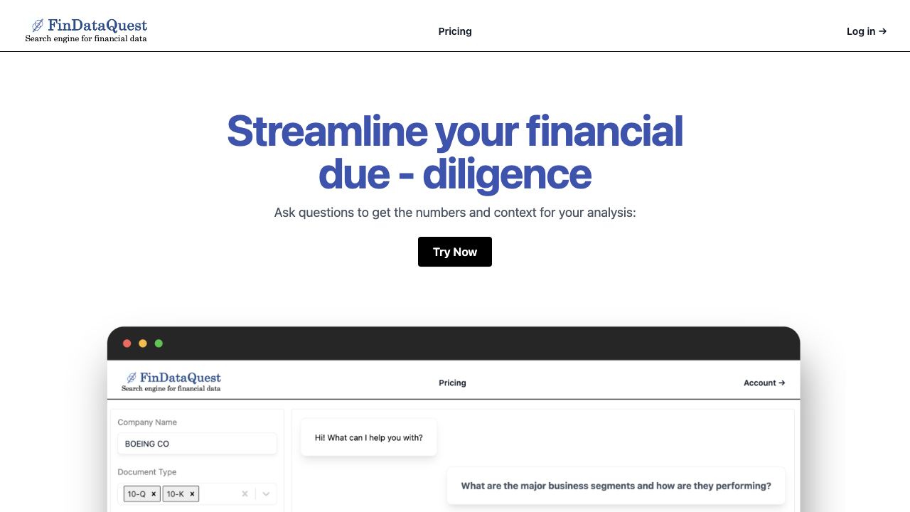 FinDataQuest 网站截图