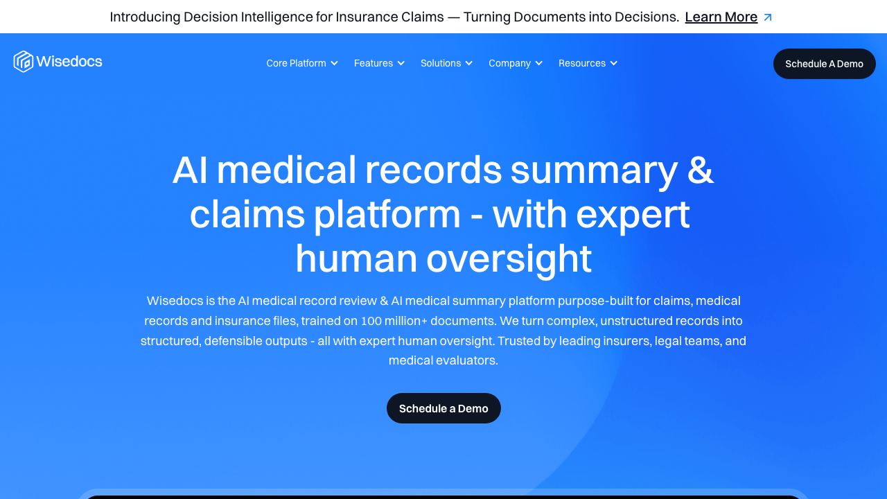 Wisedocs website screenshot