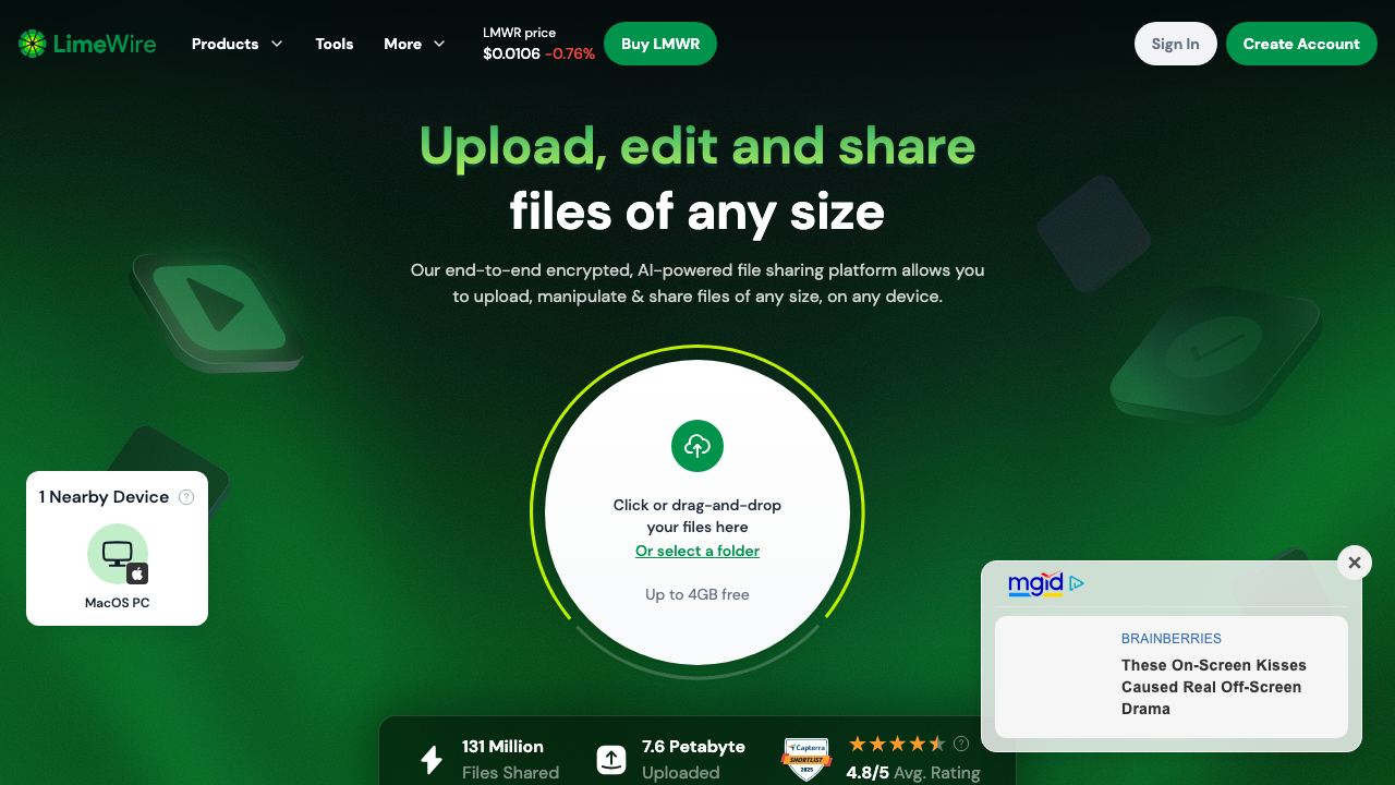 LimeWire website screenshot