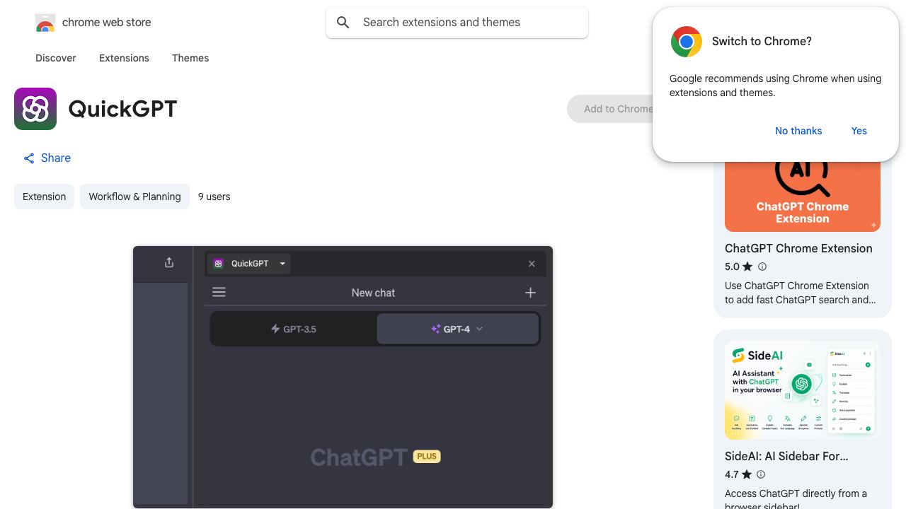 QuickGPT website screenshot