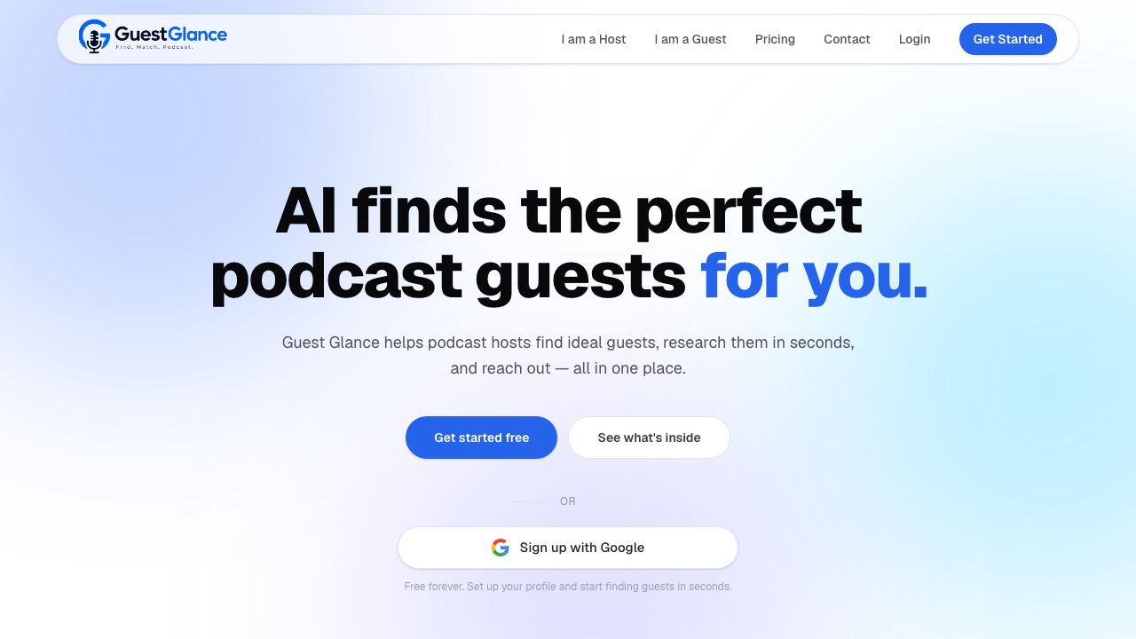 Guest Glance website screenshot