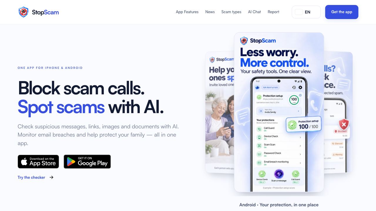 StopScam: Scam Detector Pro 网站截图