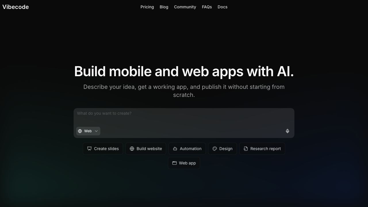 Vibecode website screenshot