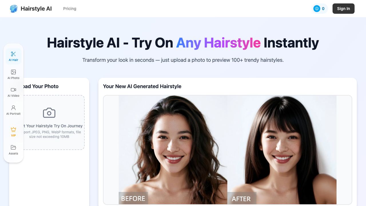 Hairstyle AI 网站截图