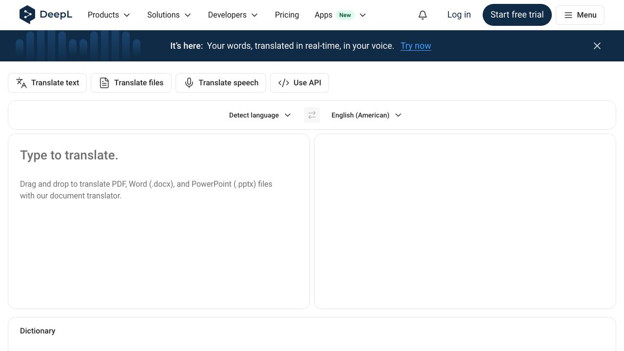 DeepL Translate 网站截图
