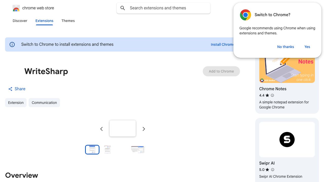 WriteSharp website screenshot