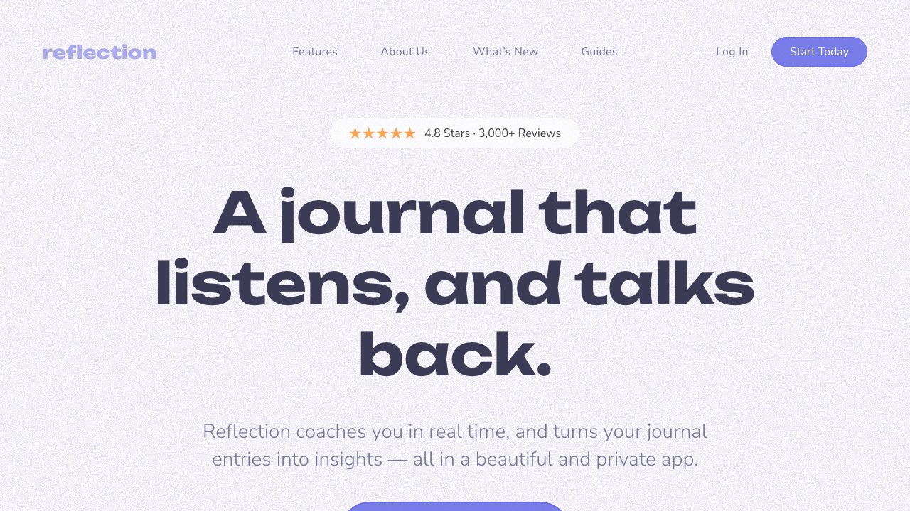 Reflection website screenshot