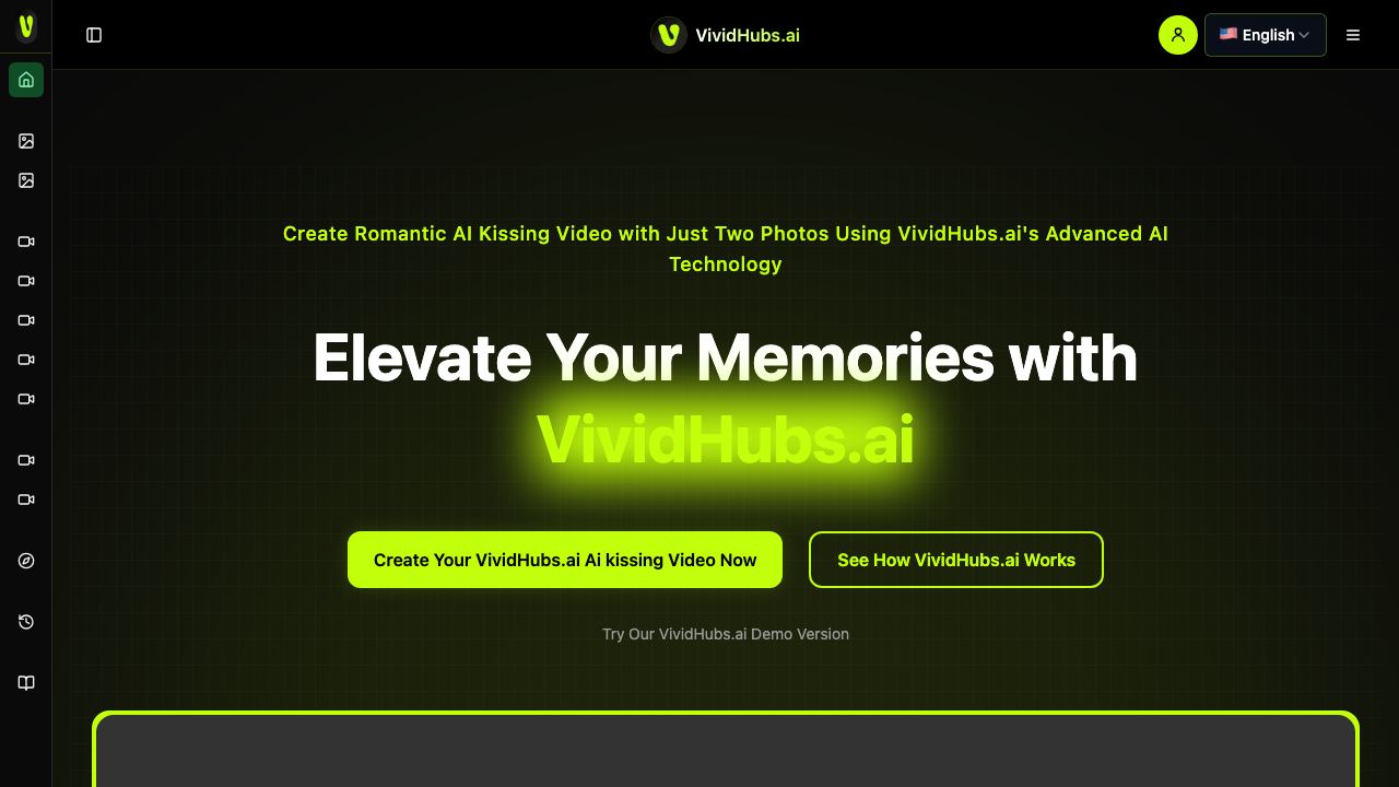 AI kissing video Generator - vividhubs.ai website screenshot