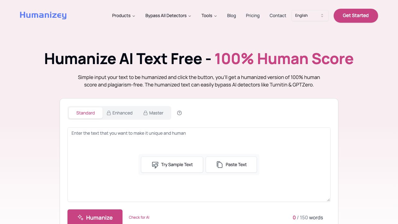 Humanizey website screenshot
