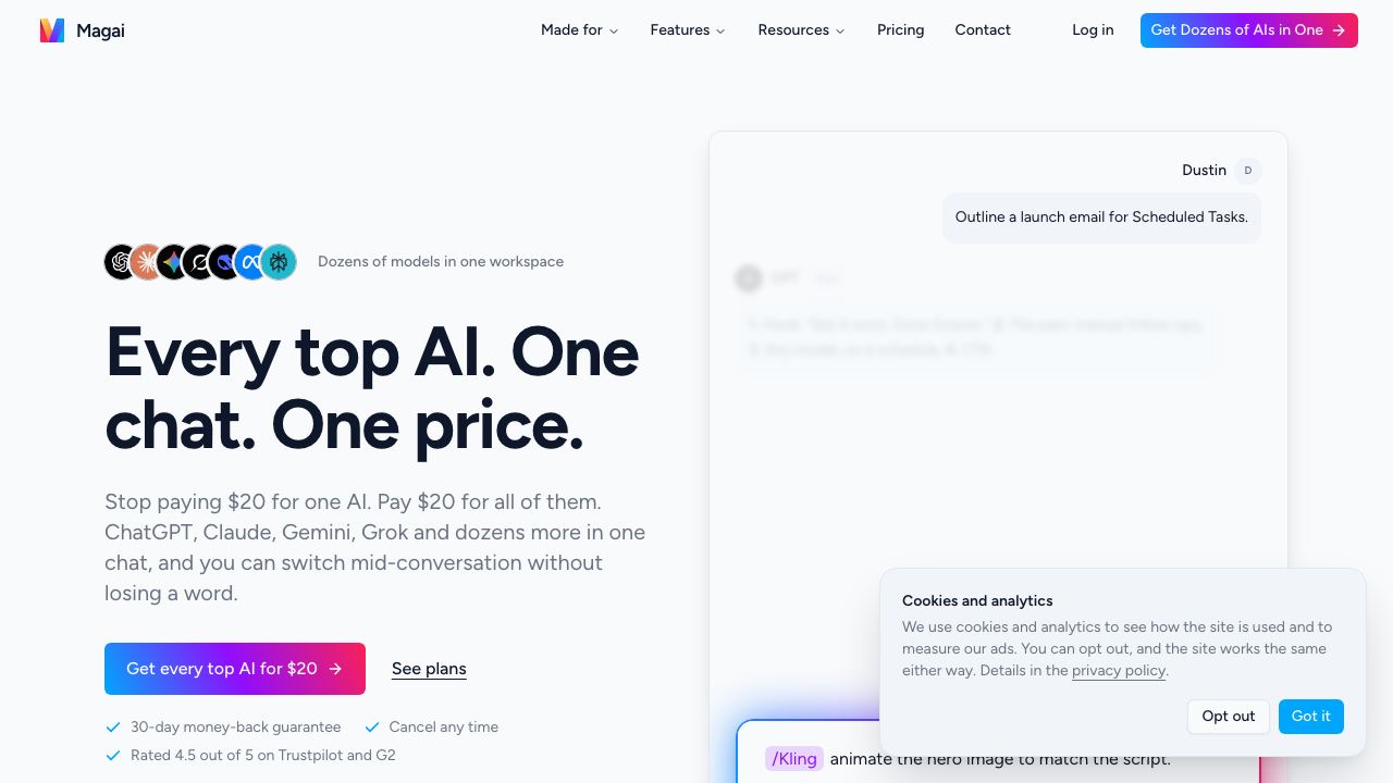 Magai website screenshot