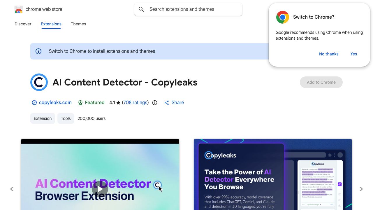 AI Content Detector - Copyleaks 网站截图