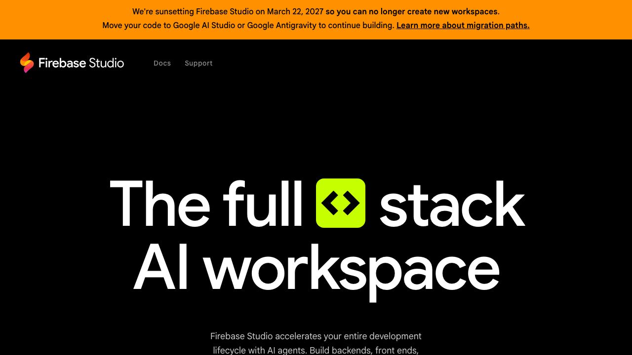 Firebase Studio 网站截图