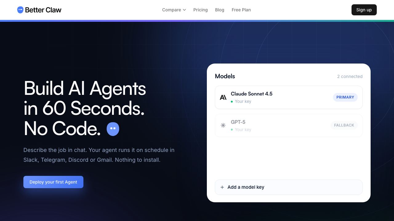 BetterClaw website screenshot