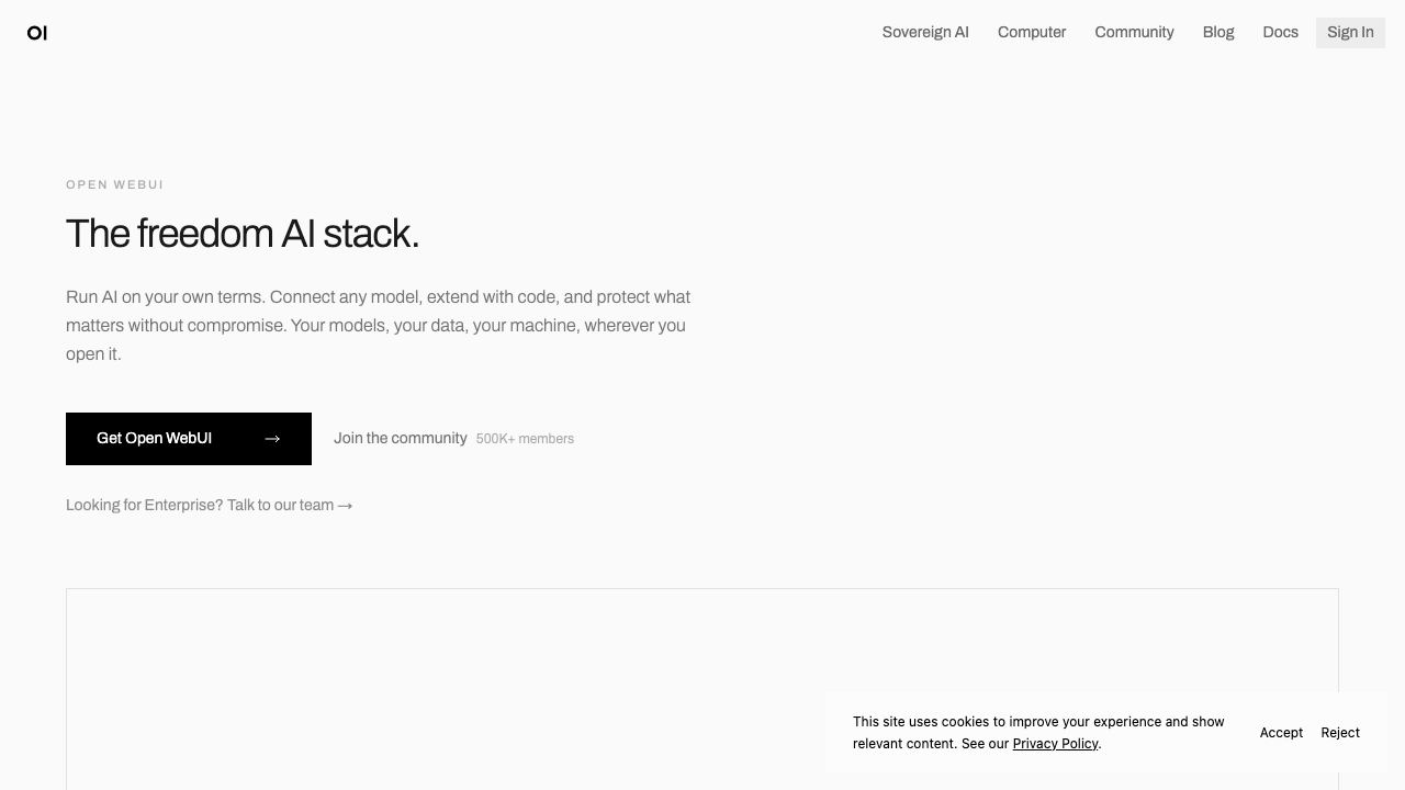 Open WebUI website screenshot