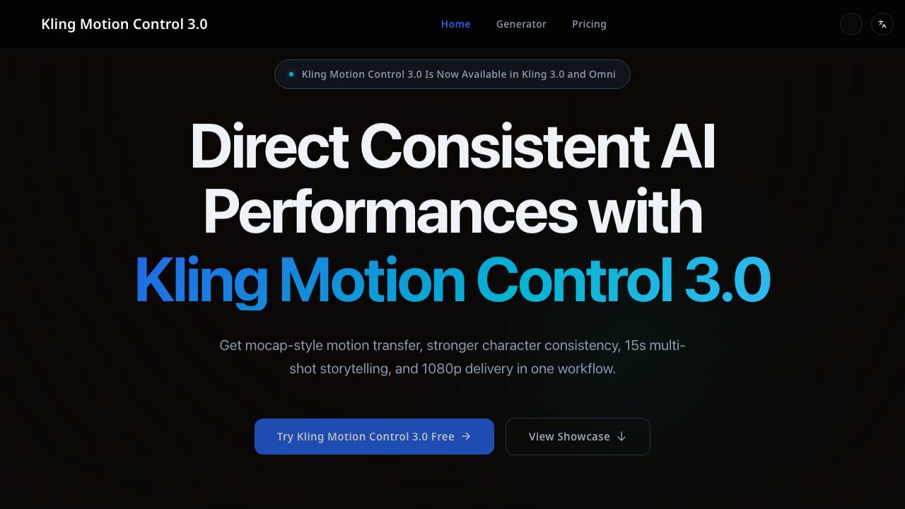 Kling AI 3.0 Motion Control 网站截图