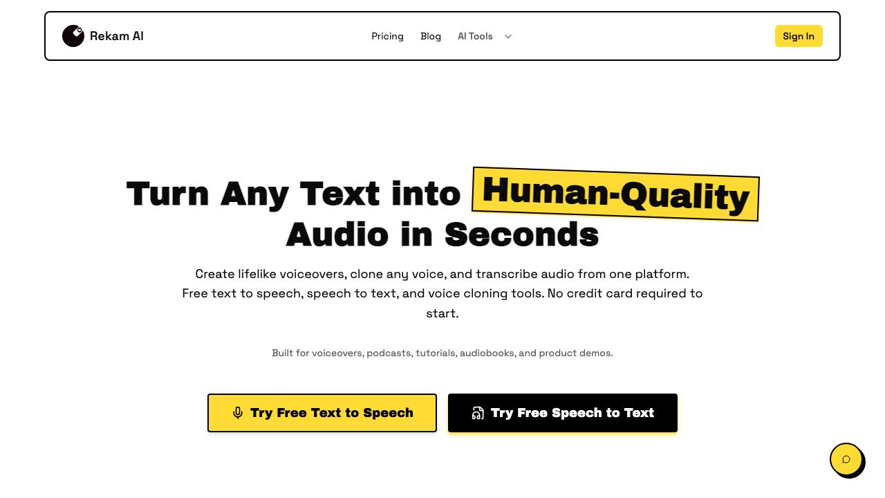 Rekam AI-Your One-Stop Voice Creation Platform 网站截图