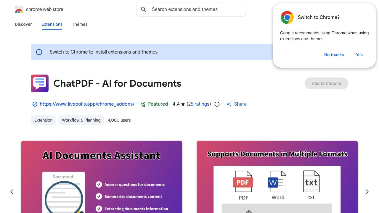 Chatpdf - ChatGPT for Documents 网站截图